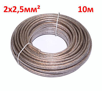 Кабель акуст. CCA прозорий 2х2,50мм кв. Cabletech KAB0399 бухта-10м