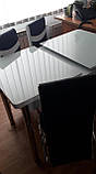 Розкладний обідній кухонний комплект білий стіл і стільці з 3D друком "Без малюнка" ДСП скло 70*110 Лотос-М 3д, фото 5