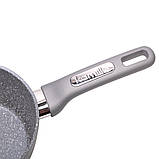 Ківш без кришки Kamille KM-4282GR 1.2л Сірий Ківш з ручкою Ківш з багатошаровим дном Ківш кухонний, фото 2