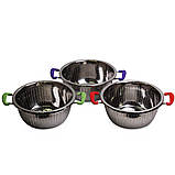 Друшляк Kamille KM-4357 Червоний 22см Друшляк з двома силіконовими ручками Друшляк з нержавіючої сталі, фото 2