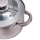 Набір посуду Kamille з нержавіючої сталі 9 предметів для індукції і газу (2.1 л, 2.9 л, 3.9 л, 6.5 л) KM-4505S, фото 3