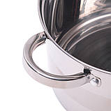 Набір каструля і друшляк Kamille з нержавіючої сталі 3 предмета для індукції і газу (6.5 л) KM-4514S, фото 8