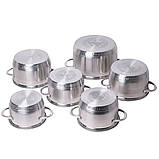 Набір каструль Kamille з нержавіючої сталі 12 предметів (1.8 л, 2.3 л, 3.0 л, 5.5 л) KM-4704S, фото 3