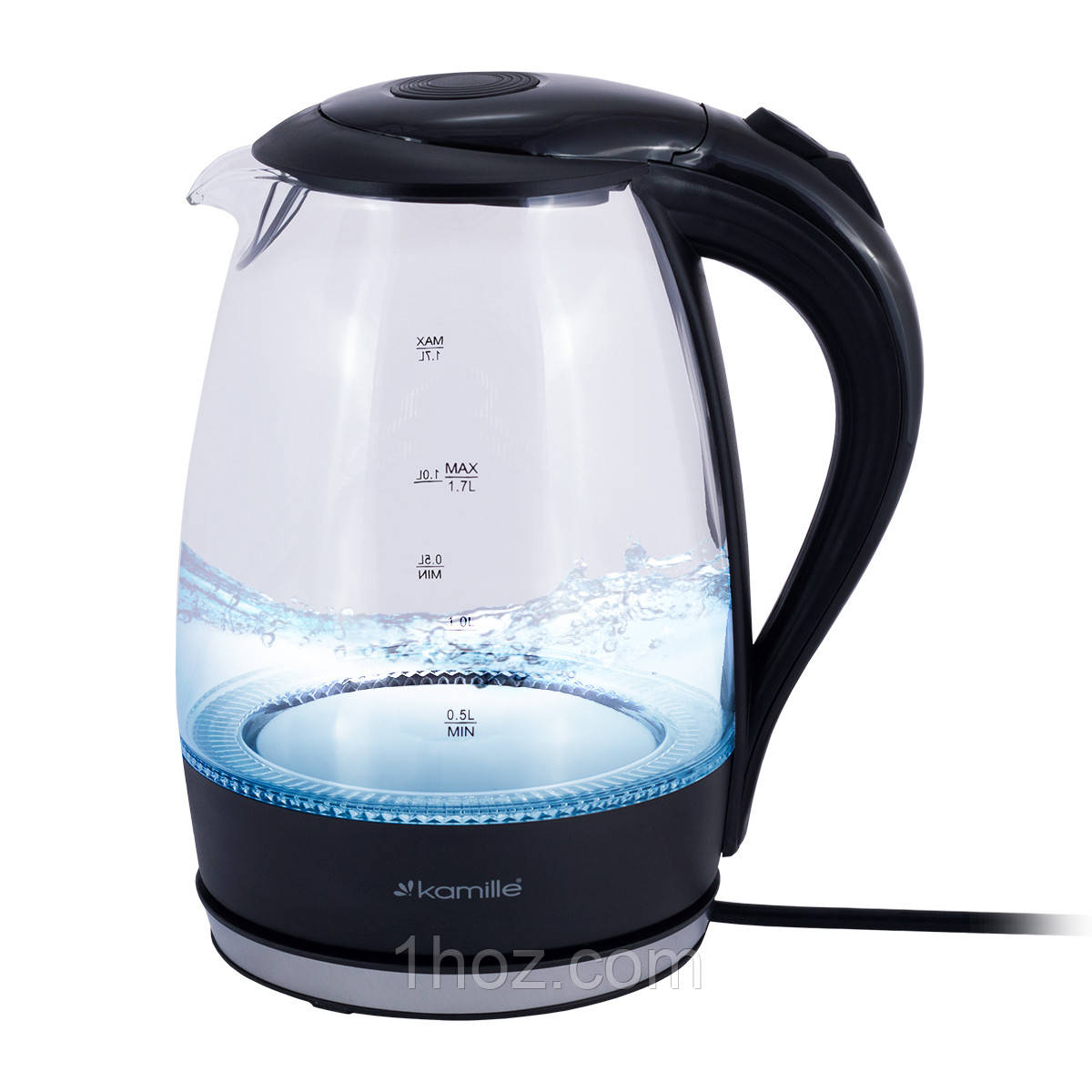 Чайник електричний Kamille KM-1700B 1.7л Чайник з Led підсвічуванням Скляний електричний чайник