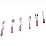 Набір столових виделок Kamille KM-5301 6 предметів Виделки з нержавіючої сталі з дерев'яними ручками, фото 3