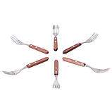 Набір столових виделок Kamille KM-5301 6 предметів Виделки з нержавіючої сталі з дерев'яними ручками, фото 5