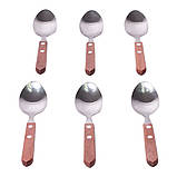 Набір столових ложок Kamille KM-5302 6 предметів Ложки з нержавіючої сталі з дерев'яними ручками, фото 2