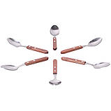 Набір столових ложок Kamille KM-5302 6 предметів Ложки з нержавіючої сталі з дерев'яними ручками, фото 6