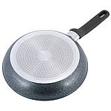 Сковорода Kamille 26см з антипригарним покриттям чорний мармур з алюмінію для індукції і газу KM-5389MR, фото 4