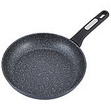 Сковорода Kamille 26см з антипригарним покриттям чорний мармур з алюмінію для індукції і газу KM-5389MR, фото 5