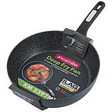 Сотейник Kamille 30см з антипригарним покриттям чорний мармур з алюмінію для індукції і газу KM-5397MR, фото 2