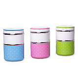 Ланч бокс подвійний Kamille KM-2103 Рожевий 1080мл Обідній ланч бокс Ланч бокси для їжі Дитячий ланч бокс, фото 10