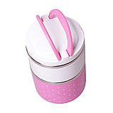 Ланч бокс подвійний Kamille KM-2103 Рожевий 1080мл Обідній ланч бокс Ланч бокси для їжі Дитячий ланч бокс, фото 7