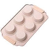 Форма для запікання Kamille KM-6038 Бежевий 30*18см Форма для випічки на 6 відділів Форма для кексів, фото 2