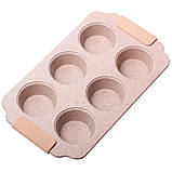 Форма для запікання Kamille KM-6038 Бежевий 30*18см Форма для випічки на 6 відділів Форма для кексів, фото 3