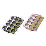 Форма для запікання Kamille KM-6039 Сірий 38*26см Форма на 12 відділів Форма для капкейків, фото 2