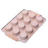 Форма для запікання Kamille KM-6039 Сірий 38*26см Форма на 12 відділів Форма для капкейків, фото 5