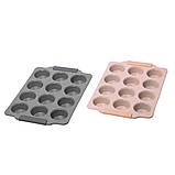 Форма для запікання Kamille KM-6039 Сірий 38*26см Форма на 12 відділів Форма для капкейків, фото 4