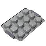 Форма для запікання Kamille KM-6039 Сірий 38*26см Форма на 12 відділів Форма для капкейків, фото 9