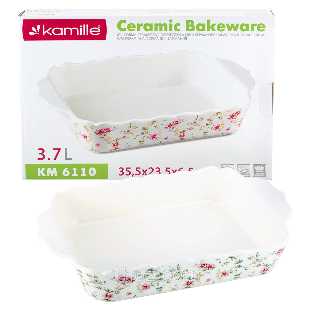 Форма керамічна Kamille KM-6110 3.7л Керамічна форма для запікання Жароміцна форма для випічки