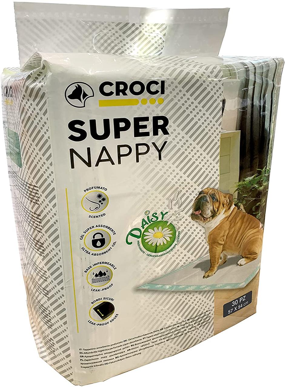 Одноразові пелюшки для собак з ароматом ромашки 57*54 см Croci Super nappy Daisy 30 шт/уп, фото 1