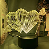 На подарунок 3D Світильник "Серця Амура", для дівчини на 8 березня, для дівчині на 8 березня, фото 4