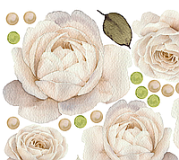 Набор виниловых наклеек Акварельные розы античный белый (бежевые полевые цветы) интерьерные стикеры глянцевая