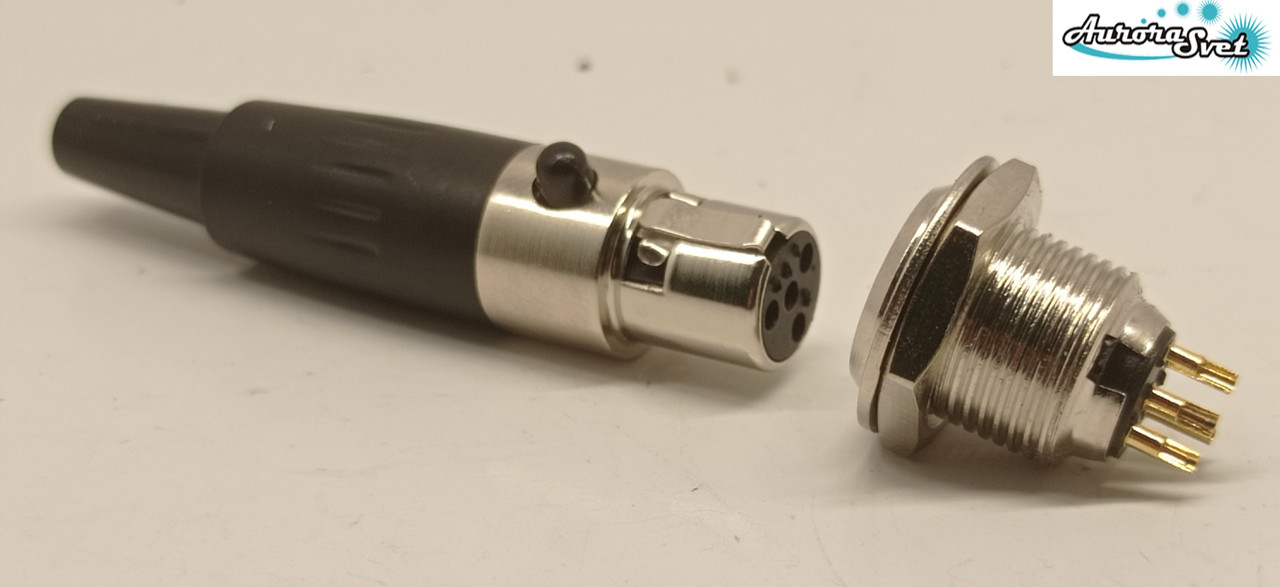 Роз'єм Mini XLR аудіо 4-контактний для мікрофона чорний комплект вилка розетка під паяння