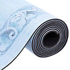Коврик для йоги Замшевий каучуковий двошаровий двошаровий 3м Record FI-5662-35 (розмір 1,83x0,61x3м, блакитний, з принтом), фото 5