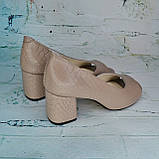 Шкіряні відкриті туфлі на широкому каблуці, фото 4
