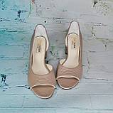 Шкіряні відкриті туфлі на широкому каблуці, фото 2