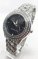 Часы женские наручные в стиле Mісhаеl Коrs (Майкл Корс), серебро с черным циферблатом ( код: IBW655SB )
