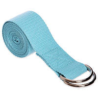 Ремень для йоги пояс для занятий йогой и пилатеса Zelart Yoga Belt 4943 Light Blue 183 см