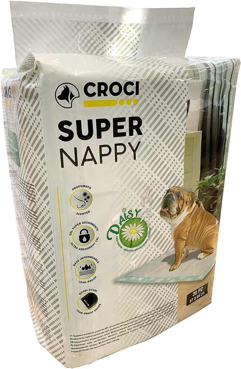 Одноразові пелюшки для собак з ароматом ромашки 57*84 см Croci Super nappy Daisy 30 шт/уп, фото 1