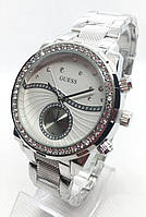 Годинник жіночий наручний Guess (Гесс), срібло з білим циферблатом ( код: IBW656SO )