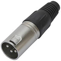 Штекер CANON (XLR) 3pin, под шнур, чёрная гайка, 1уп-10шт