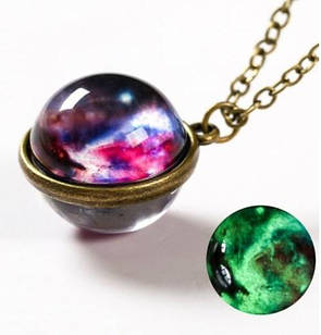 Кулон, що світиться в темряві, підвіска з лінзою, з люмінофором 2 см Невагомість