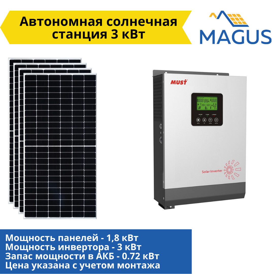 Автономна сонячна станція 3 кВт (можна панелей 1.8 кВт)