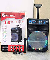 Акустична акумуляторна колонка з мікрофоном 12 дюймів (USB/FM/BT/LED) KIMISO QS-1208 BT