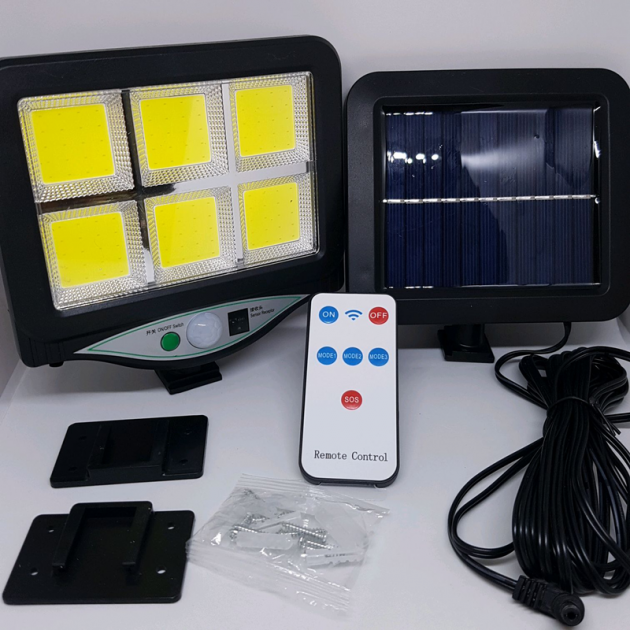 Ліхтар вуличний із датчиком руху BK128-6 COB прожектор із сонячною батареєю пультом