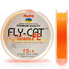 Шнур плетений NTEC Fly Cat ORANGE (жовтогарячий) 274 m 0,32 mm — 22,5kg