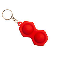 Офисная настольная игрушка антистресс Pop It fidget брелок кулон для ключей из силикона и пластика Красный