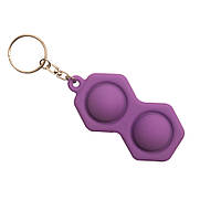 Офисная настольная игрушка антистресс Pop It fidget брелок кулон для ключей из силикона и пластика Фиолетовый