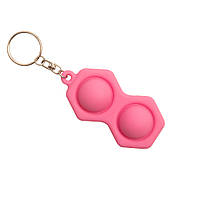 Офисная настольная игрушка антистресс Pop It fidget брелок кулон для ключей из силикона и пластика Розовый
