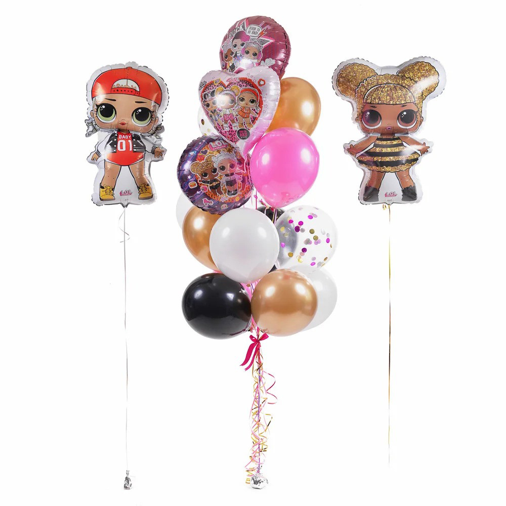 Кулька лол і гелієві кулі на день народження для дівчинки