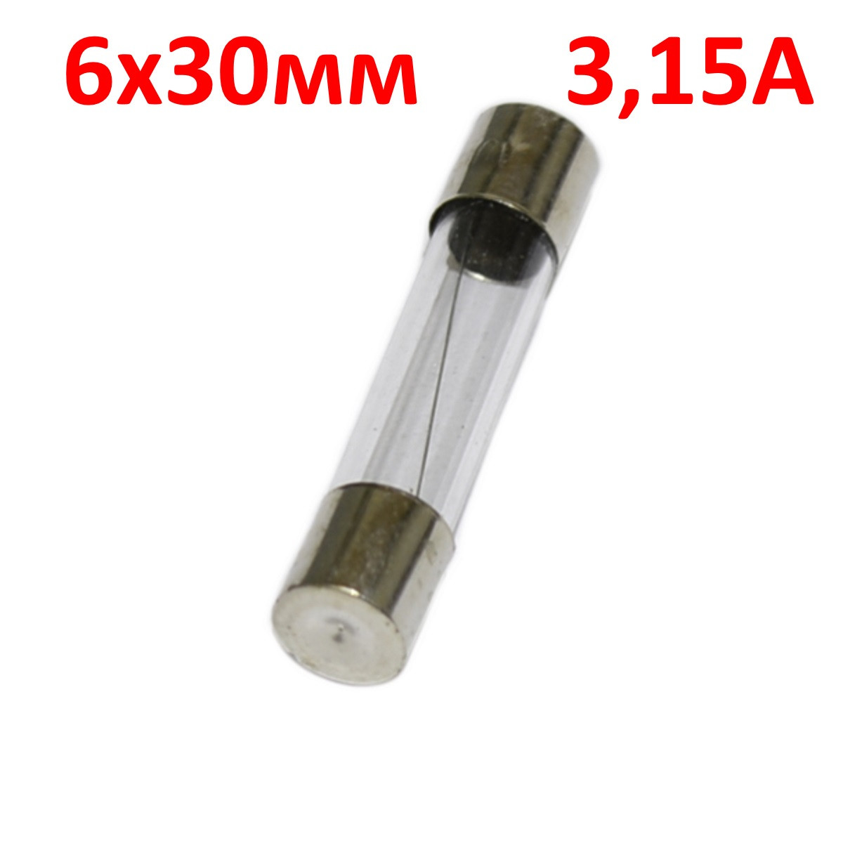Запобіжник 6х30мм СЕ 3.15A 250В, скло BEZ3000, фото 1