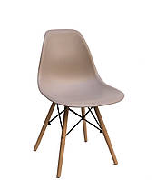 Стул из пластика Nik NEW (Ник Н) EAMES CHAIR бежевый 08 на деревянных ножках