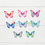 Метелик шифоновий двошаровий зі стразами ЗЕЛЕНИЙ, 4.3х3.2 см, 1 шт, фото 2