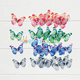 Метелик шифоновий двошаровий зі стразами ЗЕЛЕНИЙ, 4.3х3.2 см, 1 шт, фото 6