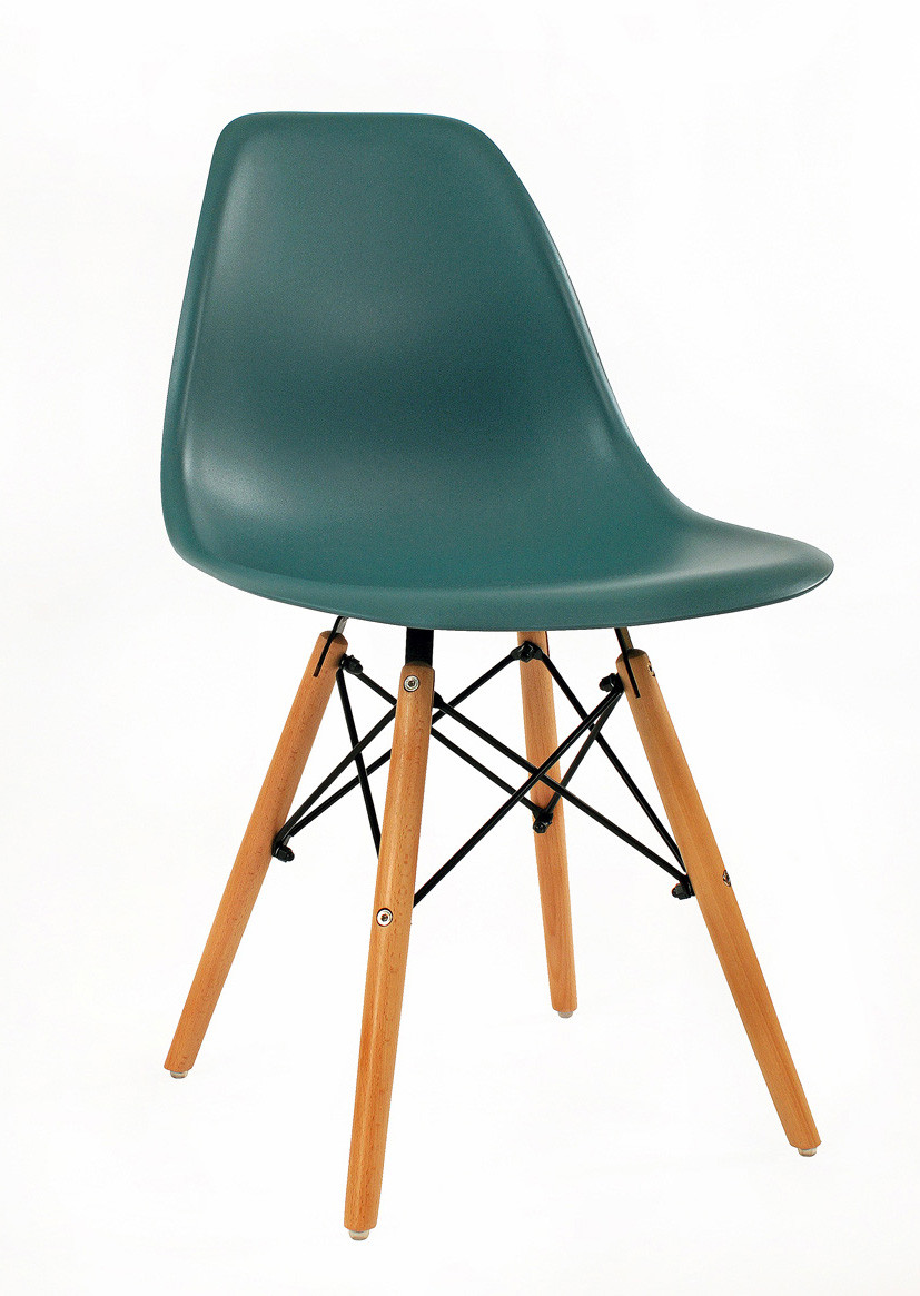 Стілець із пластику Nik NEW (Нік Н) зелений 02 EAMES CHAIR на дерев'яних ніжках